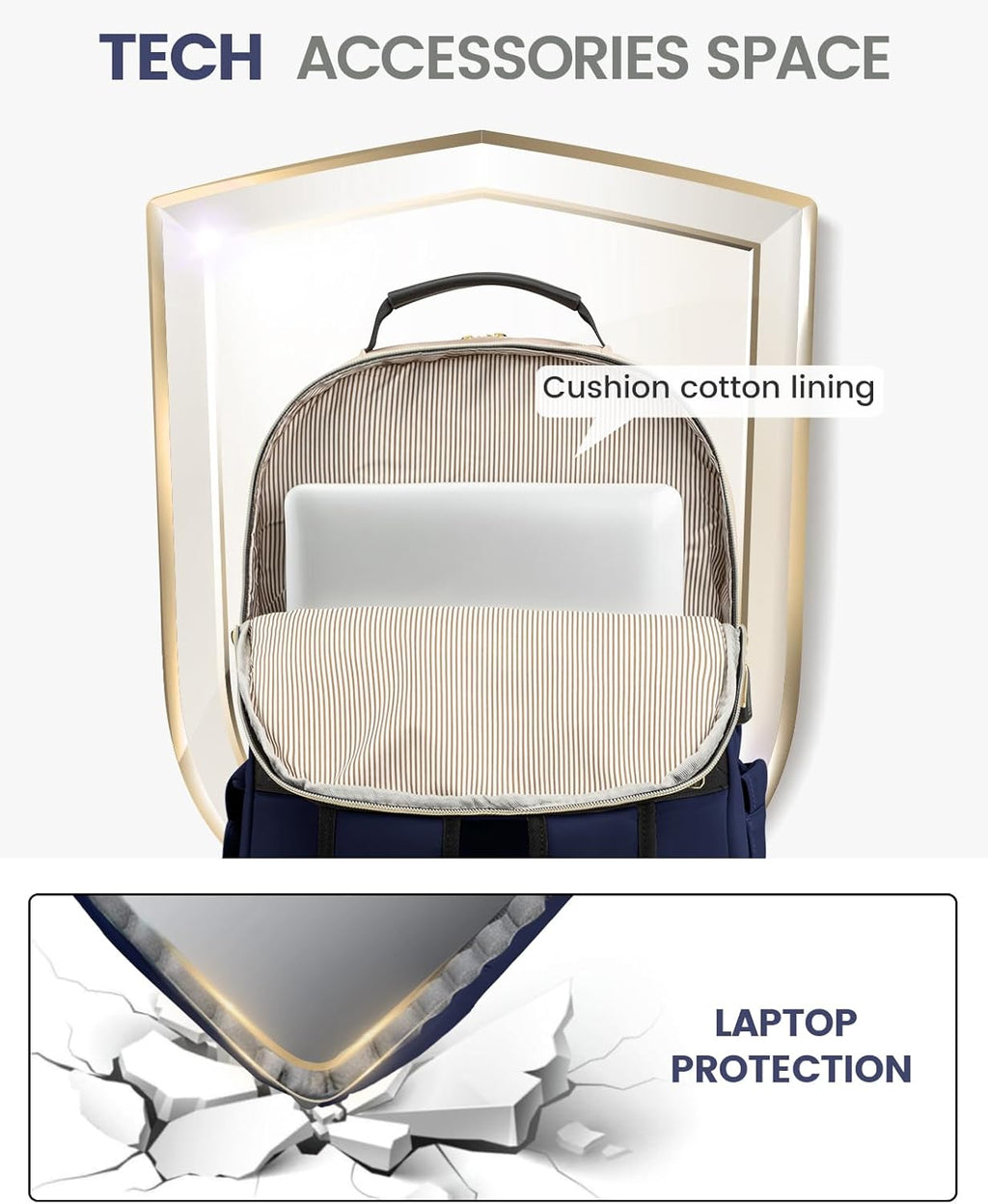 Lovevook 15.6" Navy Waterproof Laptop Backpack | Work & Travel Bag🌟