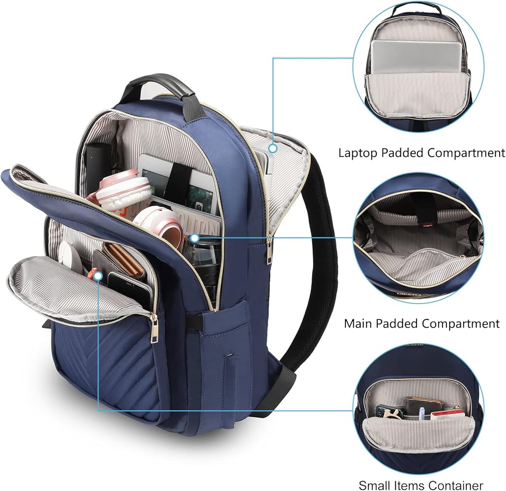 Lovevook 15.6" Navy Waterproof Laptop Backpack | Work & Travel Bag🌟
