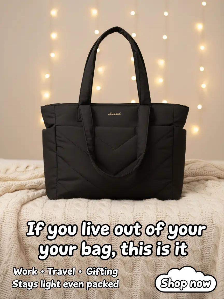 2Pcs Lightweight puffy Tote Bag( 15.6inch ) 💕 2026 Design