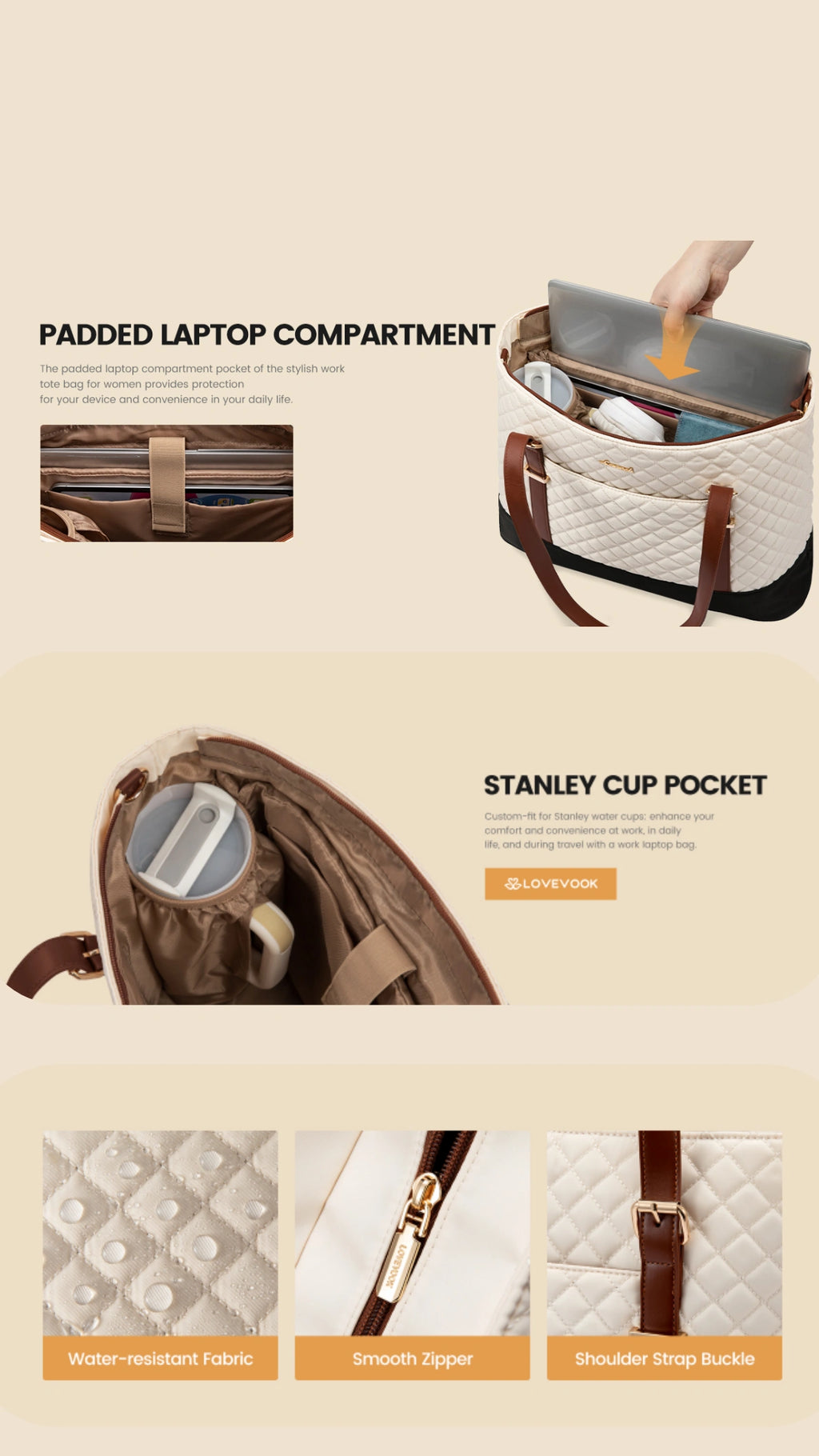 Grace Quilted Tote (15.6 inch) 🤍