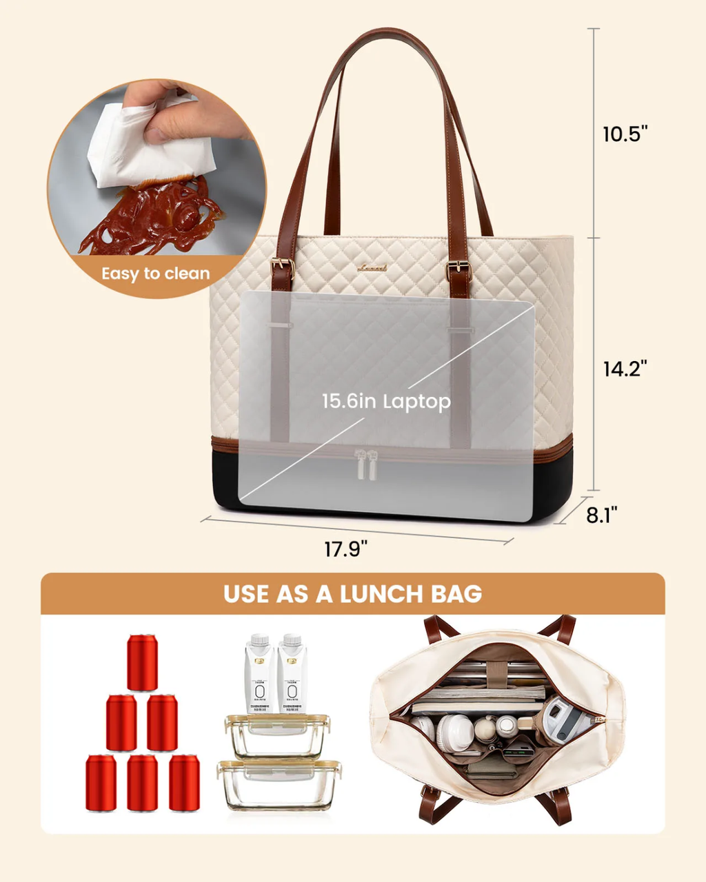 Grace Quilted Tote (15.6 inch) 🤍