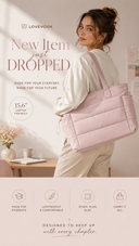 The Rosalie Tote (2pcs)- Blush Pink. 15.6✳️