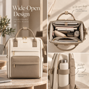 The Aurelia – Cream & Taupe , 17"laptop Backpack