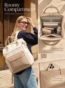 The Aurelia – Cream & Taupe , 17"laptop Backpack