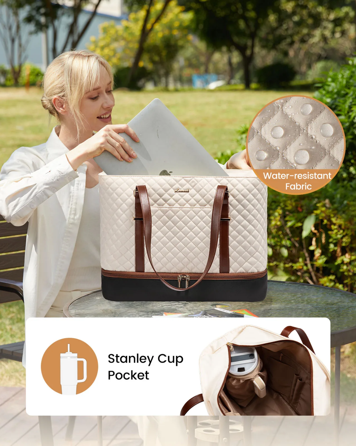 Grace Quilted Tote (15.6 inch) 🤍